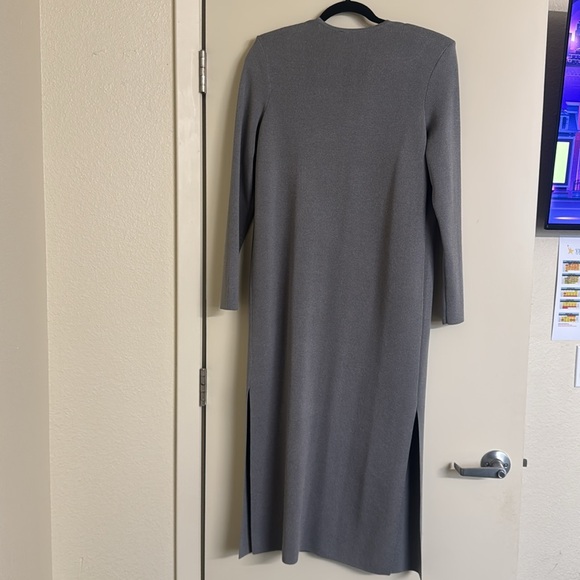 Express Gray Long Duster Cardigan M Open Front New Maxi Side Slits - Picture 6 of 6